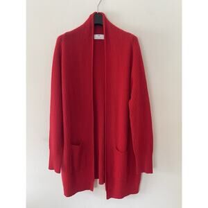 ALLUDE Luxury Cashmere Ribbed Knit Open Cardigan Size Small